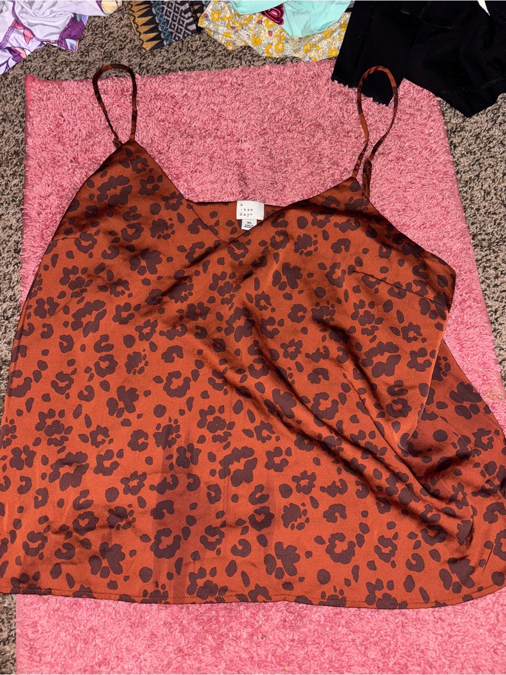 a new day Rust Brown Leopard Satin Cami